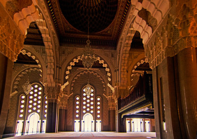 Interior of the Magnificent Hassan II Mosque