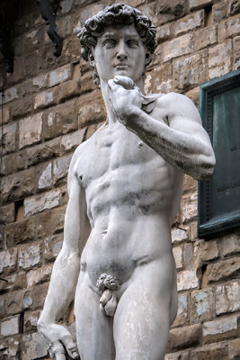 Reproduction of Michelangelo's David on the Palazzo Vecchio