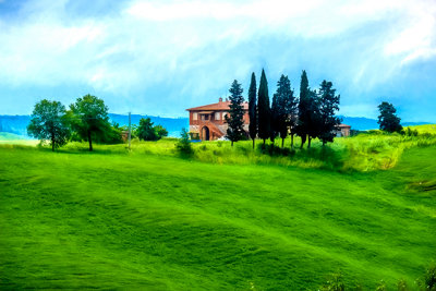 Val d' Orcia in Watercolor Treatment