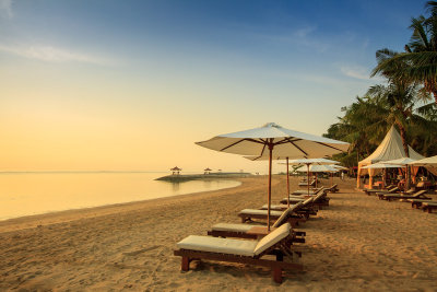 Sanur Beach sunrise from Griya Santrian hotel, Sanur Bali