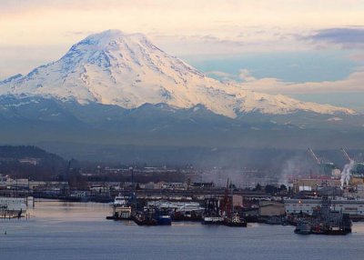 82 rainier watching over the port of tacoma