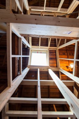 Skylight at top of stairs