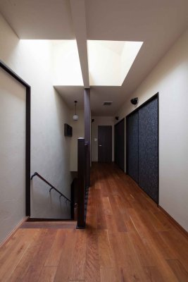 Second floor corridor with skylight