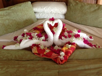 Special wedding day towel creation by Sonny
