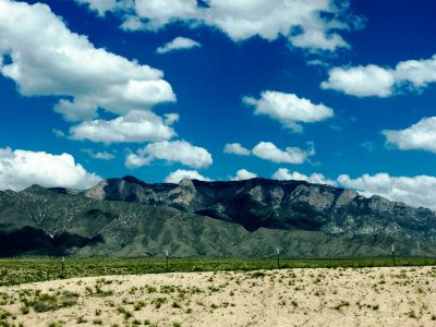 view from the car,  leaving Albuquerque