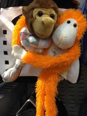 Clarence and a monkey astronaut