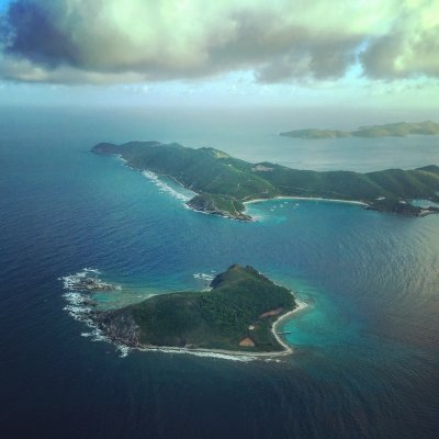 flying over the Virgin Islands