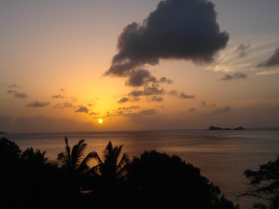 sunset from our villa on Nail Bay