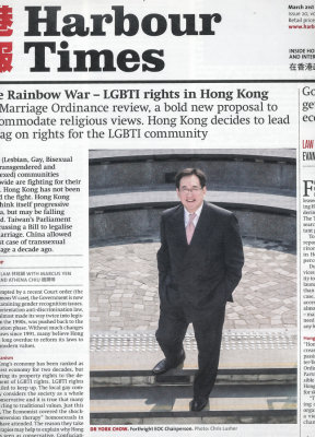 Portrait of Dr York Chow, Head of Equal Opportunites Commission, in Harbour Times