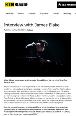 James Blake in Boom Magazine, May 2014