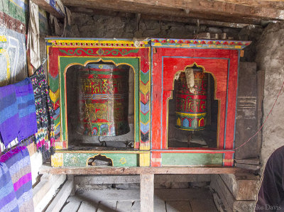 Prayer wheels at Ryanjin Gompa monastery
