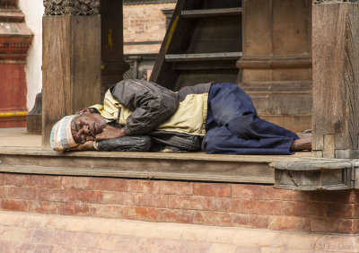 Nepal native napping in Durbar Square