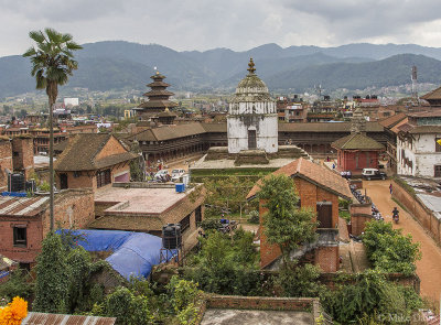 Rooftop view overlooking Durbar Square and the Royal Palace