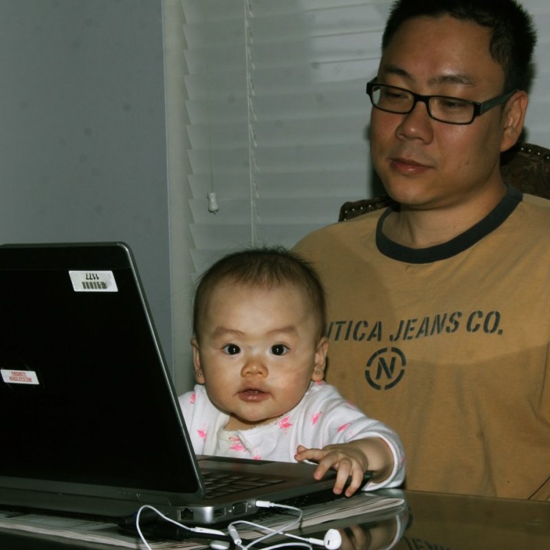 Enjoying Dads laptop