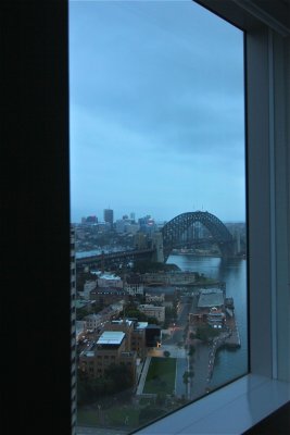 Great view of the Sydney Harbour Bridge from our hotel room at the Marriott in Circular Quay.  I miss this!