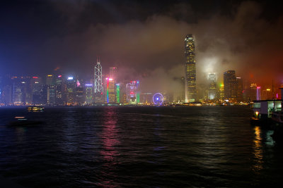 A foggy Hong Kong Harbor