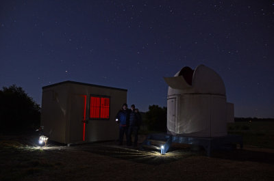 Mike and Pete first night at Terroux Observatory