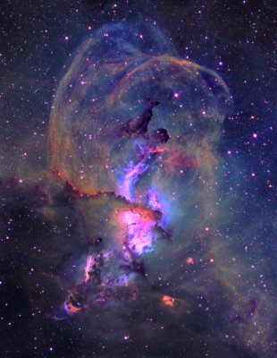 NGC 3576 SIIHaOIII Close up