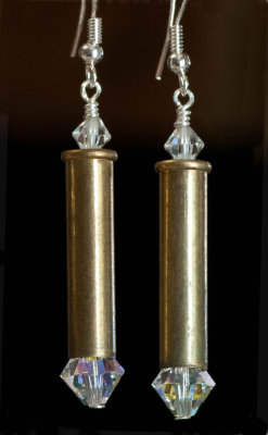 long shell swarovski bicone earrings