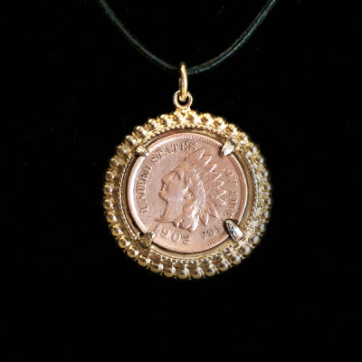 1902 copper indian head penny pendant