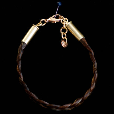 first horse hair bracelet with brass findings