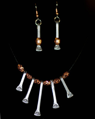 8mm and filigree copper beads w stainless earwires