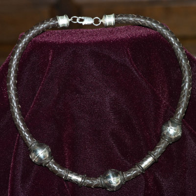riata necklace with silver and silver ends and clasp --- SOLD