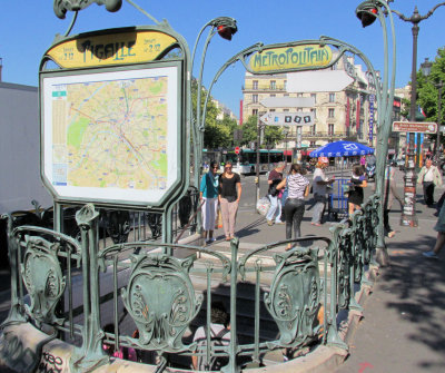 One of the earliest metro entrances is this art nouveau example in the Pigalle district.  