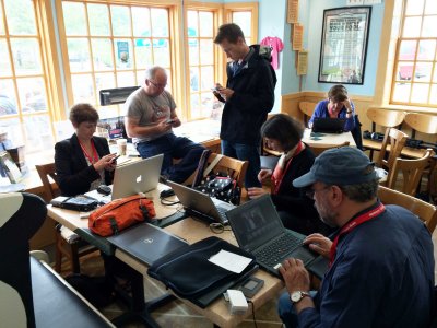 French journalists reporting the arrival from the local Ben & Jerry's