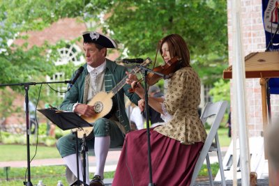 Lively colonial music was provided by this entertaining couple. 