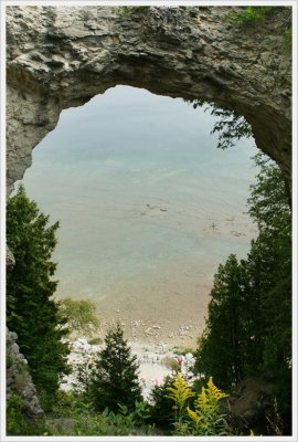 Natural Stone Arch View of Lake Huron