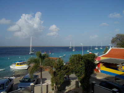 Bonaire porch, view of dive shop