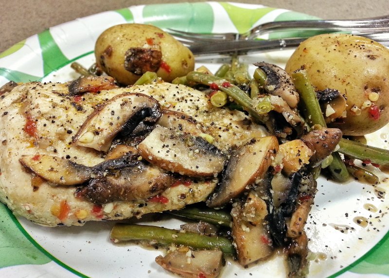 Chicken Breast, Potatoes, French Beans and Spices