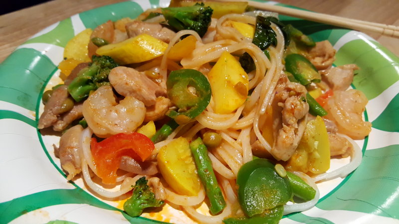 Thai Curry Chicken, Shrimp & Veggies