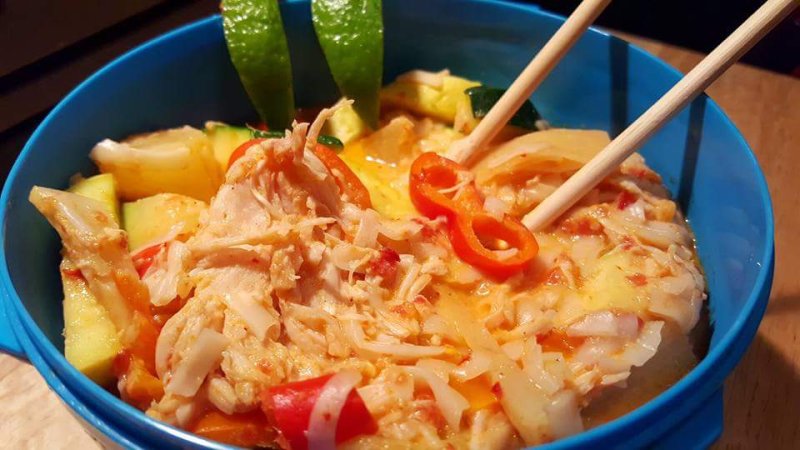 Red Curry with Pork and Rice Noodles