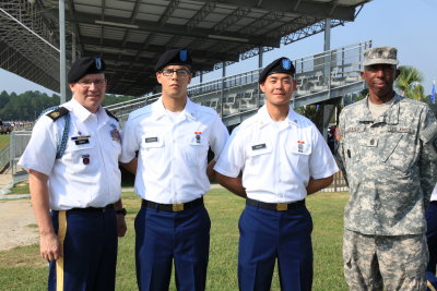 Infantry Battalion Sergeant Major Scott, Pvt Hodges, Spc Hong and Infantry Brigade Sergeant Major Julius (IMG_4399.JPG)