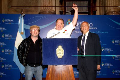 El Honorable Senado de la Nacin  homenaje al explorador argentino Emilio Scotto junto a Nestos O. Rosso y Carlos Flores