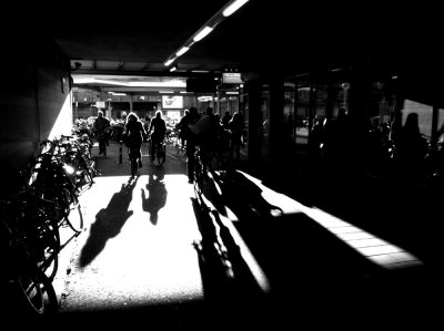 Biking through tunnel Muiderpoort station