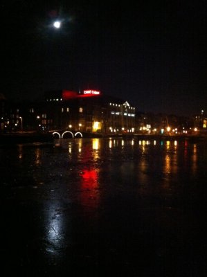 Carr theater and frozen Amstel river