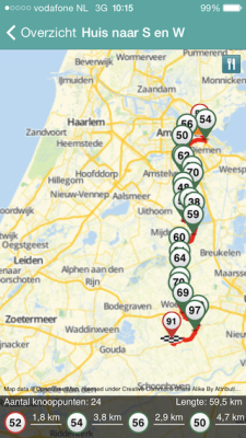 My bike route from home to my friends in Oudewater