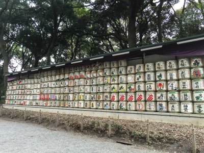 Sake barrels at shrine