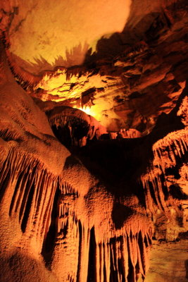 Shadows, Stalactite and Stalagmite formations, New Entrance Tour, Mammoth Cave National Park, Kentucky