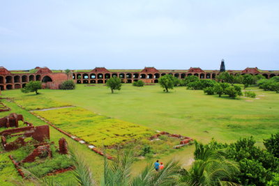 Parade Ground with the Soldier Barracks foundation, Dry Tortugas National Park, Florida