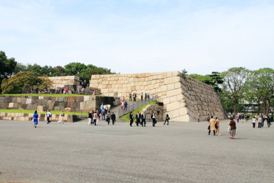 Stone foundation of the main tower (Tenshudai), Edo Castle Gardens, Tokyo Imperial Palace, Tokyo, Japan