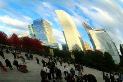 Reflections in the cloud, Cloud Gate, Chicago, Illinois