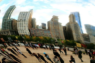 Reflections in the cloud, Cloud Gate, Chicago, Illinois