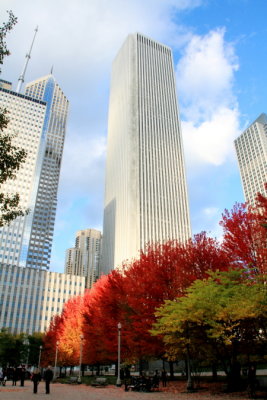 Fall, Aon Tower, Millennium Park, Chicago, Illinois