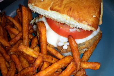 Black Bean Burger and fries