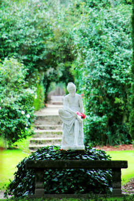 Statue amidst the north gardens at Middleton Place
