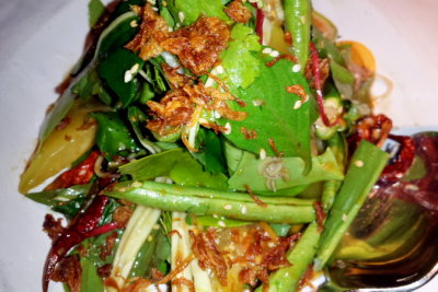 Nahm, thai vegetable and fruit salad 
with tamarind, palm sugar and sesame dressing